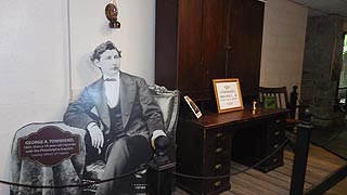 [photo, George Alfred Townsend image with his desk exhibit, Visitors Center, Greenbrier State Park, Boonsboro, Maryland]